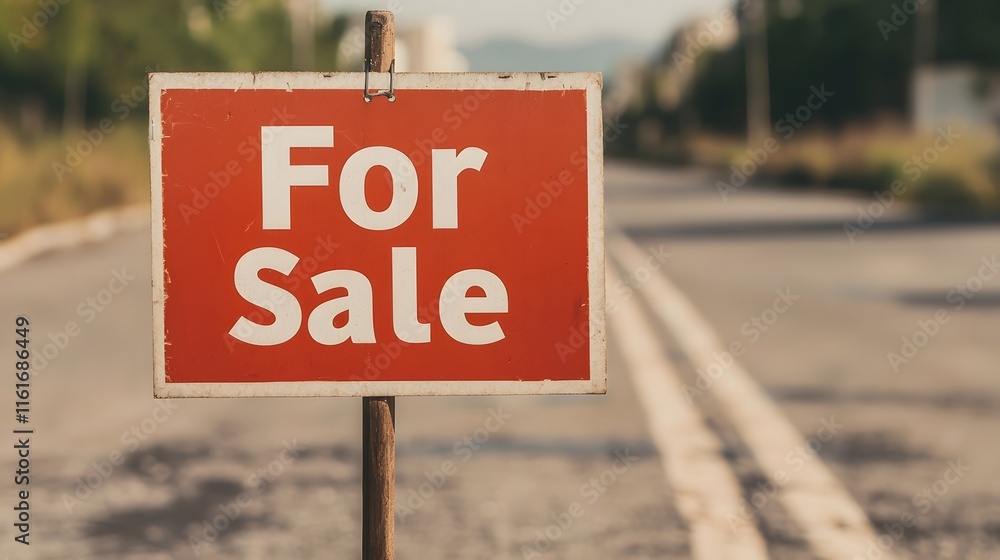 Desolate Streets Highlighting For Sale Signs, Evoking Feelings of Abandonment and Opportunity. Lazy Economy Concept Desolate Streets Highlighting For Sale Signs, Evoking Feelings of Abandonment and Opportunity. Lazy Economy Concept