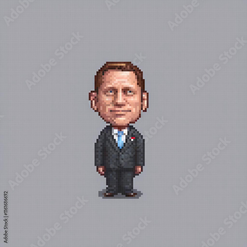 Pixel art of a sharp-suited gentleman against a neutral backdrop.