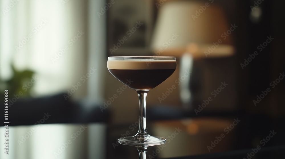 A barrel-aged cocktail in a smoked glass, elegant speakeasy decor A barrel-aged cocktail in a smoked glass, elegant speakeasy decor