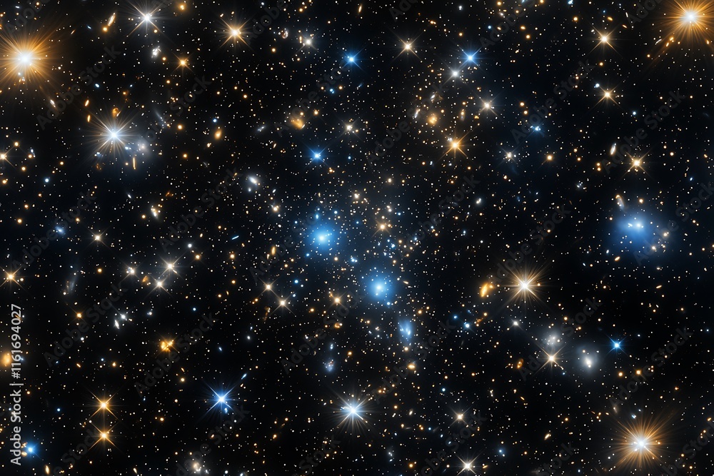 Fototapeta premium A cosmic void with endless energy streams and distant star clusters in motion.