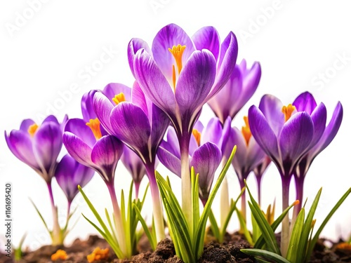 Delicate Crocus Carpetanus Bloom - Spring Wide Angle