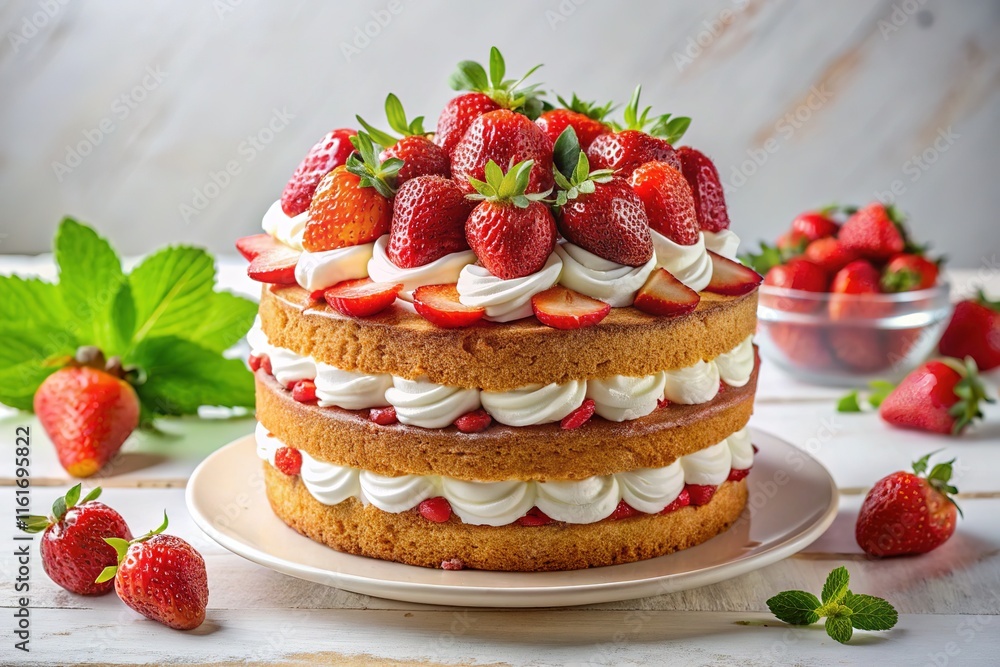 Delicious Layered Strawberry Cake - Stunning Dessert Image Delicious Layered Strawberry Cake - Stunning Dessert Image
