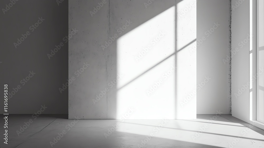 Fototapeta premium A minimalist interior space with natural light casting shadows.