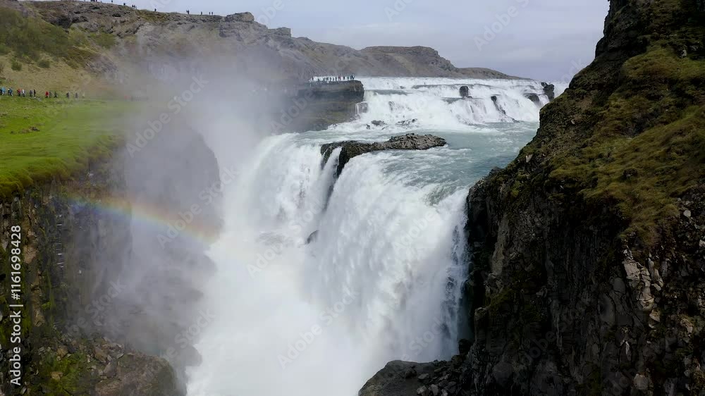Aerial view of the amazing Gullfoss waterfall and Hvitá River Canyon in the southwest of Iceland. Aerial view of the amazing Gullfoss waterfall and Hvitá River Canyon in the southwest of Iceland.
