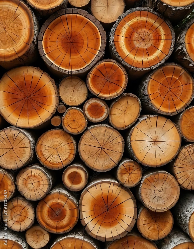 Stacked wood logs showing concentric rings Stacked wood logs showing concentric rings