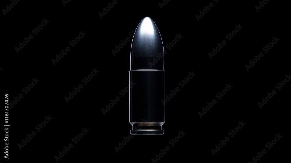 A Single Bullet Against A Black Background A Single Bullet Against A Black Background