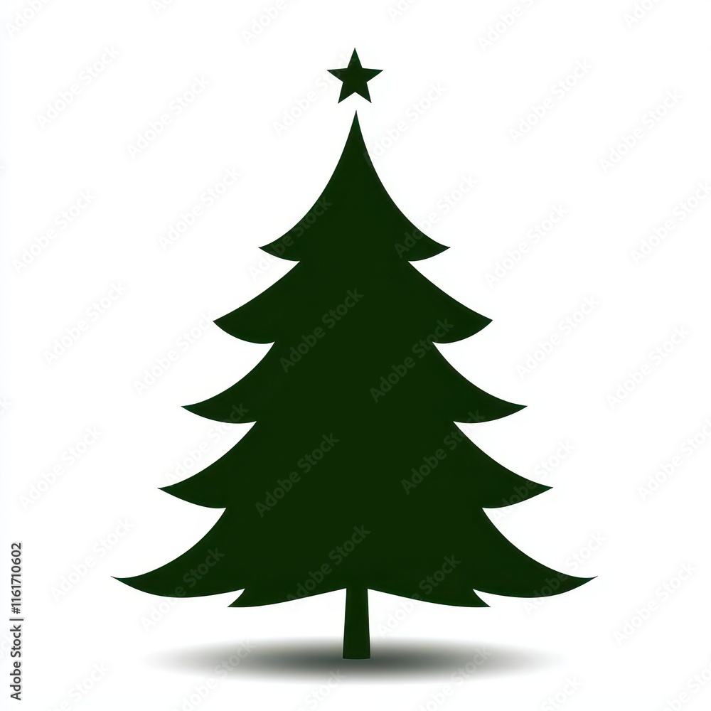 Green Christmas tree silhouette with a star atop, perfect for festive designs, seasonal celebrations, holiday events, and winter-themed projects in various applications Green Christmas tree silhouette with a star atop, perfect for festive designs, seasonal celebrations, holiday events, and winter-themed projects in various applications