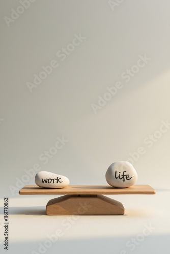 Work Life Balance Concept  Wooden Scale  Stones  Work Life Equilibrium