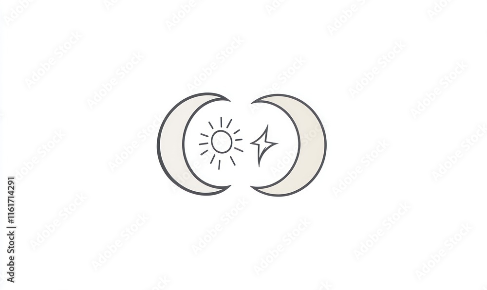 Sun, moon, and star minimalist line art design. Sun, moon, and star minimalist line art design.