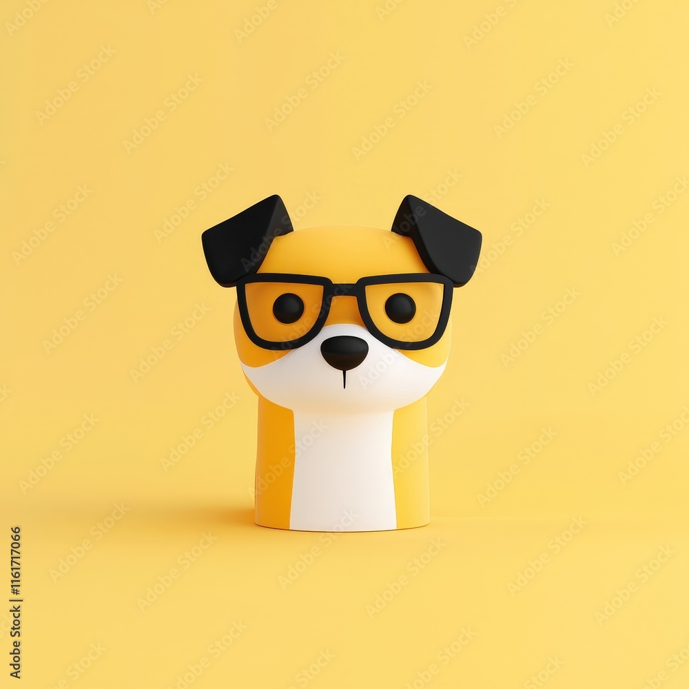 Fototapeta premium Charming Paper Craft Dog with Stylish Glasses on Head Capturing Whimsy and Playfulness in a Colorful Artistic Presentation of Imagination