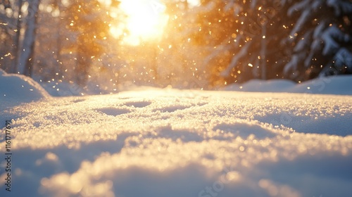 Close-up of snow hitting sunlight. photo