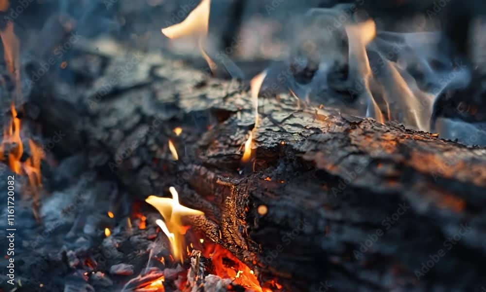 Mesmerizing Flames and Ember Dance: A Close-Up Glimpse of Illuminating Firewood Blaze Mesmerizing Flames and Ember Dance: A Close-Up Glimpse of Illuminating Firewood Blaze