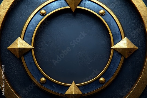 Dark Blue Shield with Gold Accents and Triangular Details