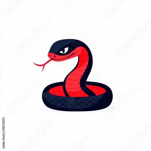 Vibrant Red Snake with Striking Black Stripes Coiled Elegantly in a Natural Habitat Capturing the Essence of Wildlife and Serpent Beauty photo