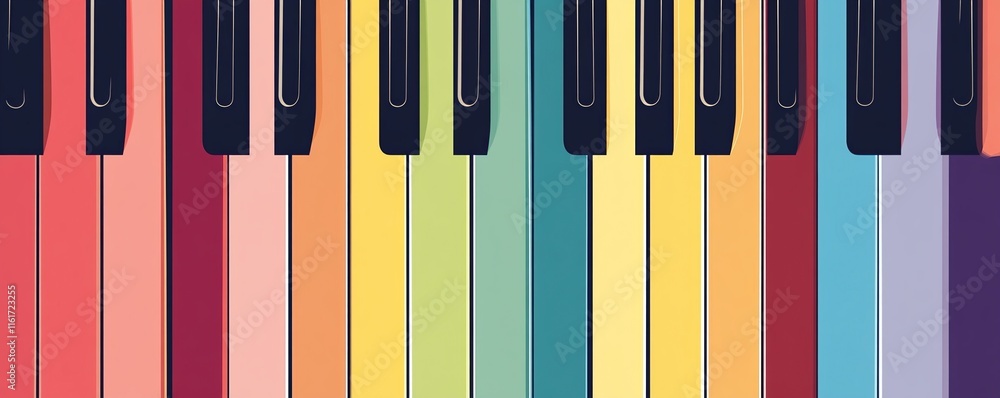 Colorful Piano Keys: A Vibrant Musical Keyboard Display, Showing Diverse Hues and Tones in a Striking Arrangement. Colorful Piano Keys: A Vibrant Musical Keyboard Display, Showing Diverse Hues and Tones in a Striking Arrangement.