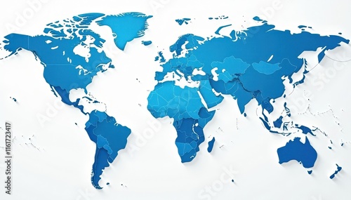 Fototapeta Naklejka Na Ścianę i Meble -  Clean blue and white world map vector illustration , high resolution, continents, vector illustration