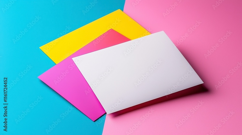 Colorful Paper Sheets on Vibrant Background in Artsy Arrangement Colorful Paper Sheets on Vibrant Background in Artsy Arrangement