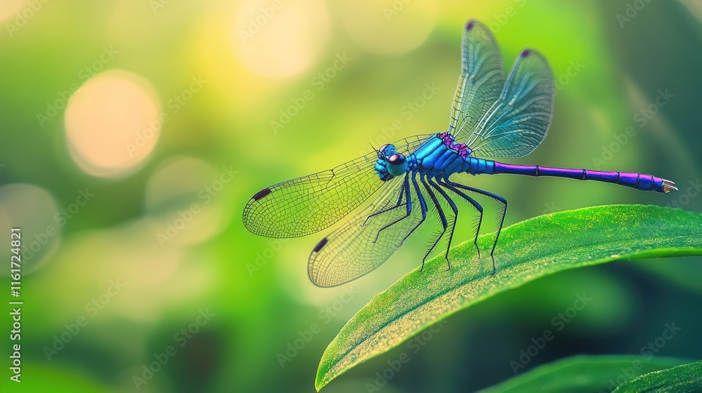 Vibrant Damselfly on a Leaf Vibrant Damselfly on a Leaf