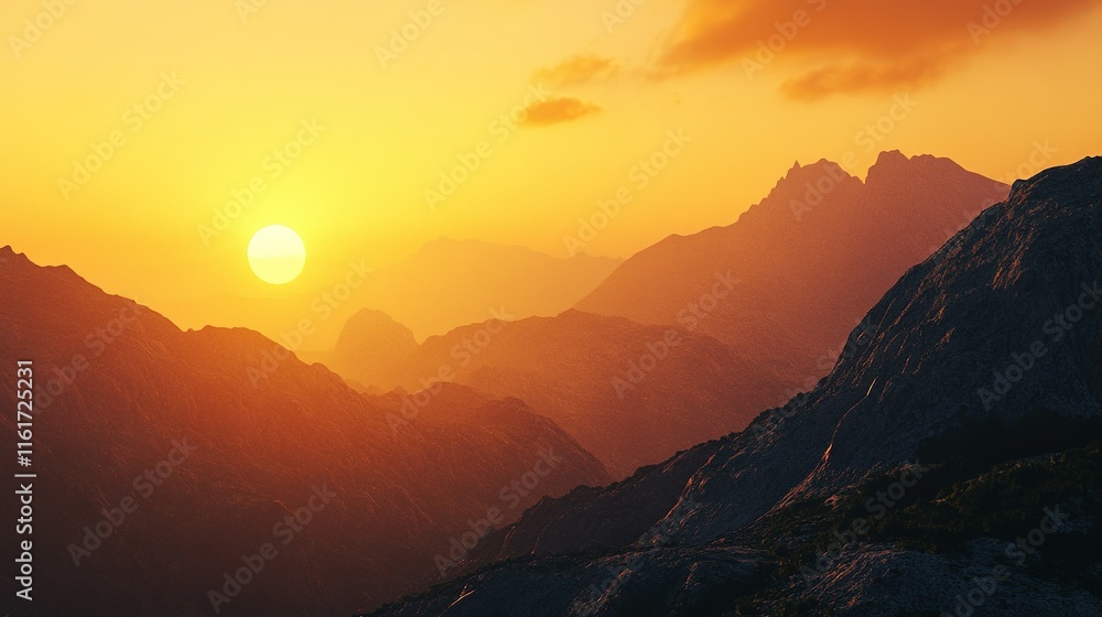 The sun and mountains are the background image. The sun and mountains are the background image.