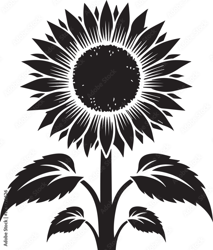Fototapeta premium Black and white flower vector