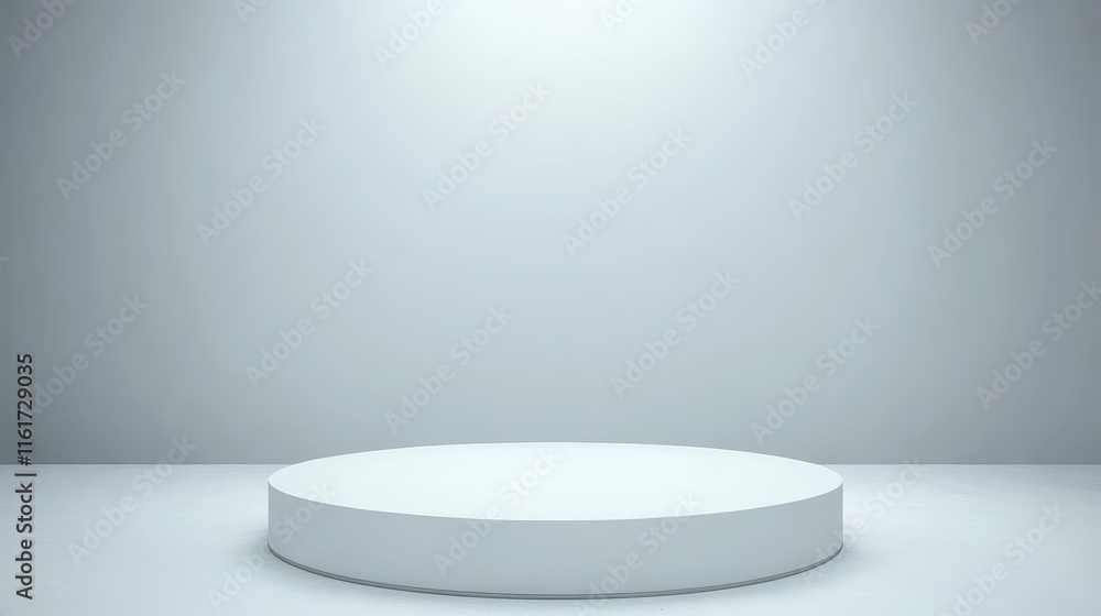 A Single White Circular Platform Against A Plain Wall A Single White Circular Platform Against A Plain Wall