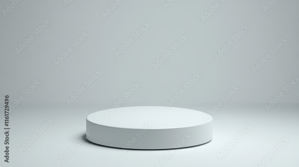 White cylindrical platform on a white background White cylindrical platform on a white background