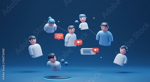 3D Social Media Network People Connection Online Community Communication