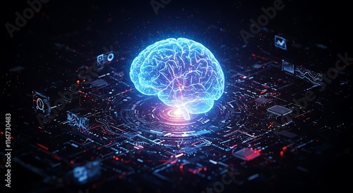 AI Brain Neural Network Digital Technology Futuristic Concept