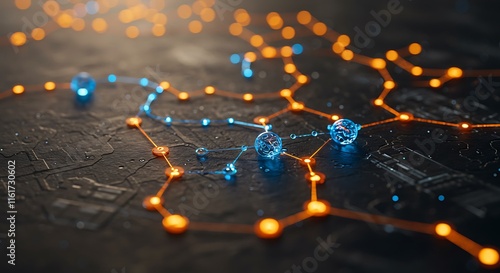 Futuristic Network Connection Abstract Data Flow Global Communication Digital Technology