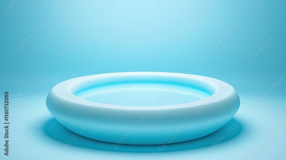 A Light Blue Circular Basin Holds Calm Water A Light Blue Circular Basin Holds Calm Water