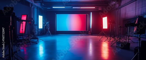 Wallpaper Mural A modern studio space with colorful lighting and equipment for video production. Torontodigital.ca