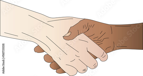An illustration of two people shaking hands.