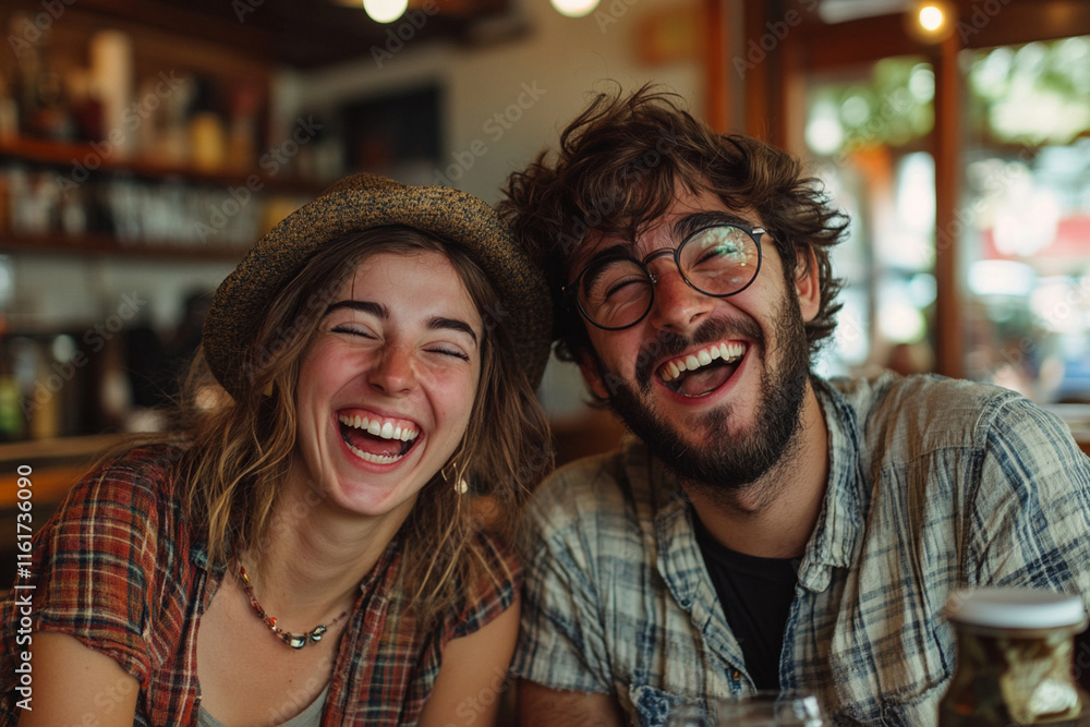 Friends enjoy laughter and conversation in a cozy cafe setting on a sunny afternoon Friends enjoy laughter and conversation in a cozy cafe setting on a sunny afternoon
