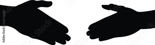 The silhouette illustration shows people agreeing on something and shaking hands.
