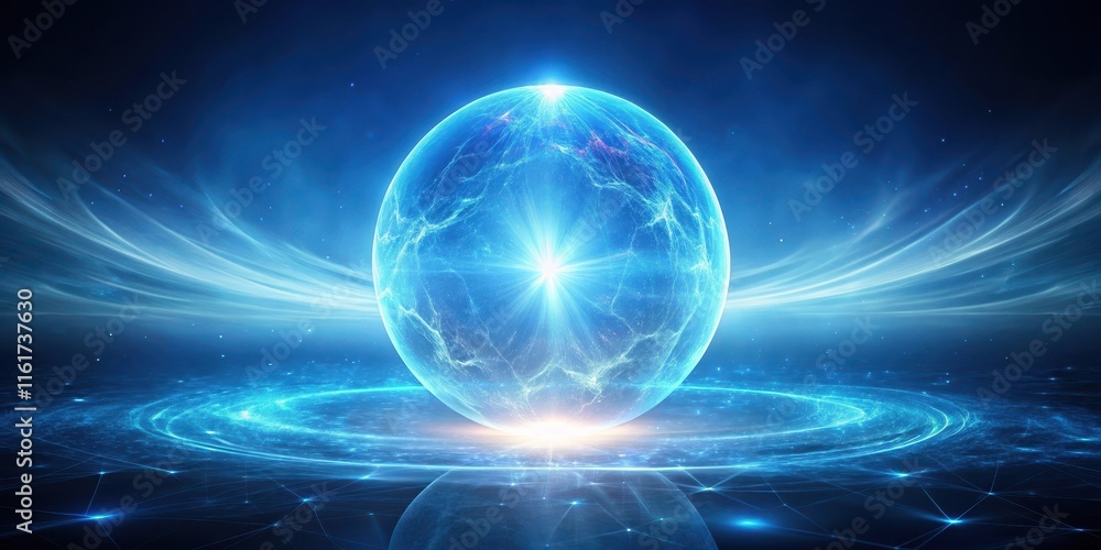 Obraz premium Glowing orb suspended in mid-air