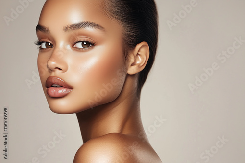 Beautiful skin woman face, healthy beauty skincare and cosmetics for adverstising. Generative Ai.

