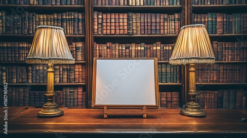 Wallpaper Mural Antique library interior with empty white display board. Torontodigital.ca