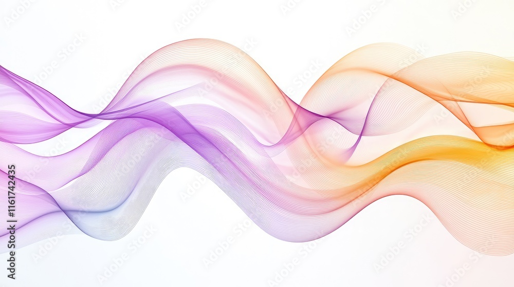 Abstract Colorful Wave Pattern with Gradient Lines in Motion on White Background Abstract Colorful Wave Pattern with Gradient Lines in Motion on White Background