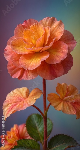 Wallpaper Mural A close up of an orange flower with green leaves. Torontodigital.ca