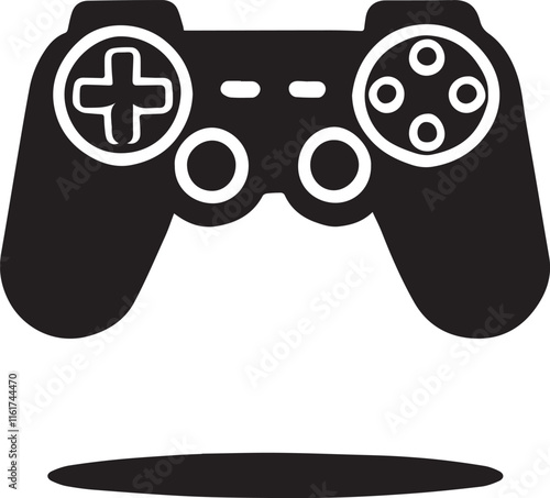 Gaming controller vector icon, Gaming controller vector illustration, Gaming controller silhouette vector black and white