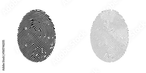 Fingerprint Identity: Two fingerprints, one black and one white, stand in stark contrast, symbolizing the unique and irreplaceable nature of each individual.  