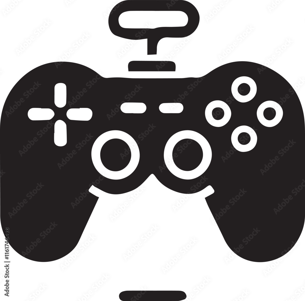 Gaming controller vector icon, Gaming controller vector illustration, Gaming controller silhouette vector black and white