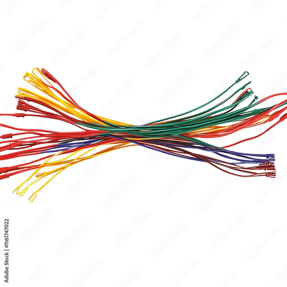 Cut insulated colorful wires isolated on white background, with clipping path
Cut insulated colorful wires isolated on white background, with clipping path