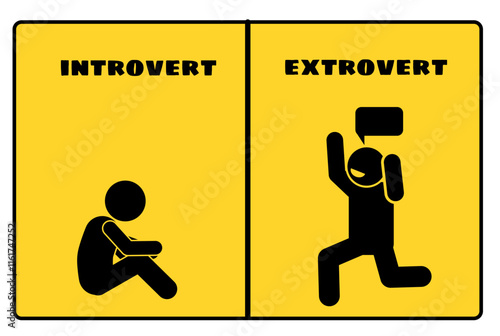 Illustrations of stick figures showing introverts and extroverts.