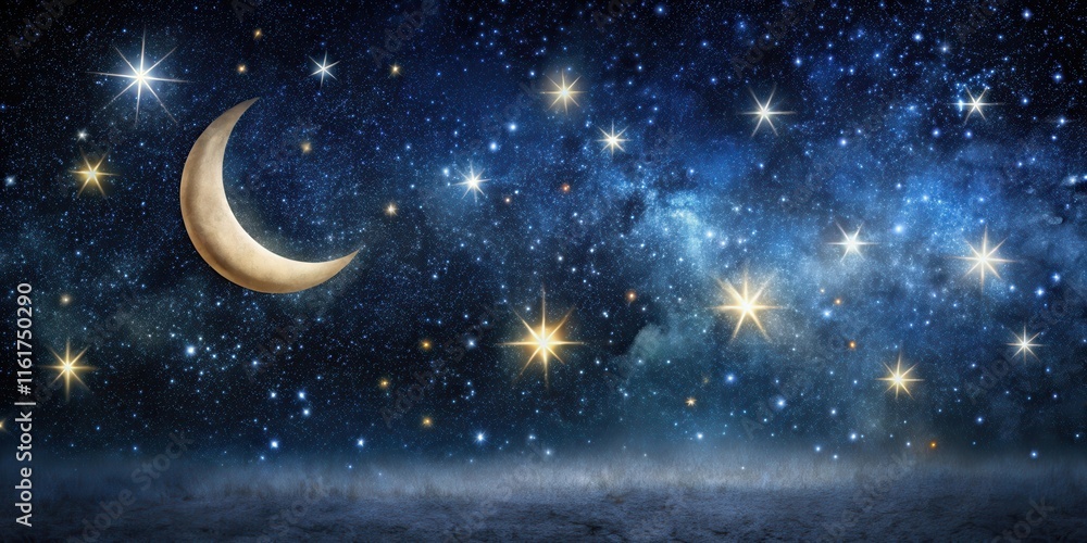 A deep night sky with twinkling stars and a hint of moonlight on a black canvas, night sky, stars, night sky A deep night sky with twinkling stars and a hint of moonlight on a black canvas, night sky, stars, night sky