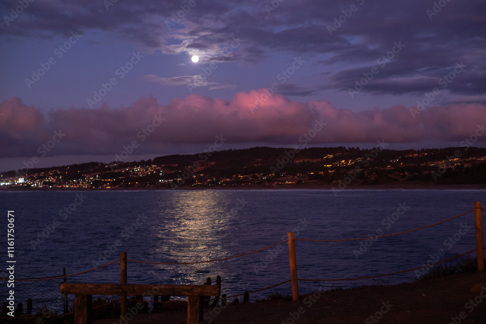 Full moon reflection over the sea Full moon reflection over the sea