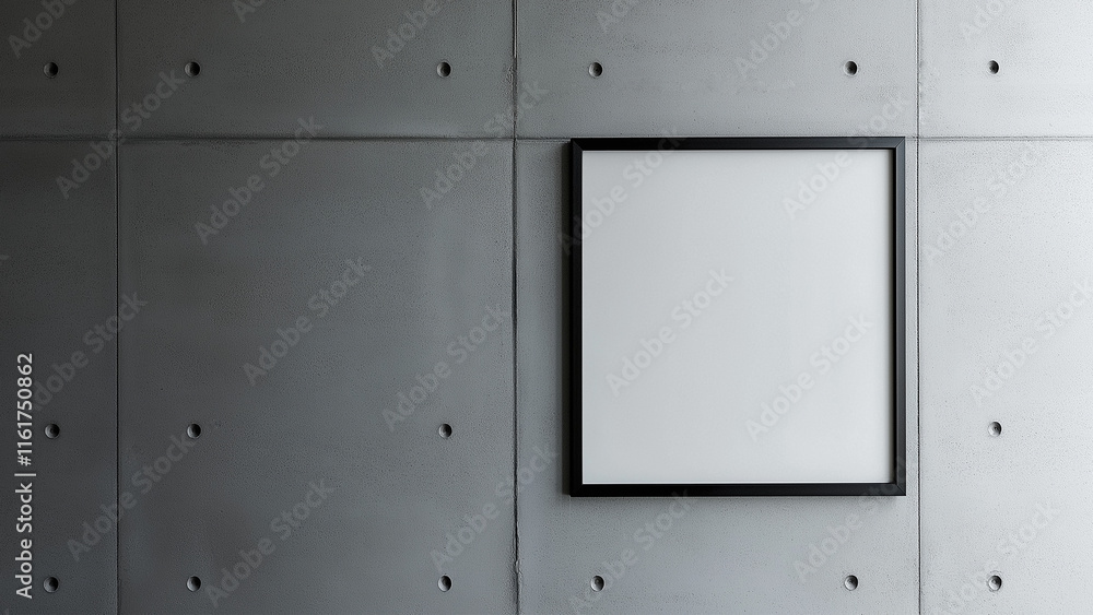 a minimalist wall with textured concrete and a blank modern frame 1