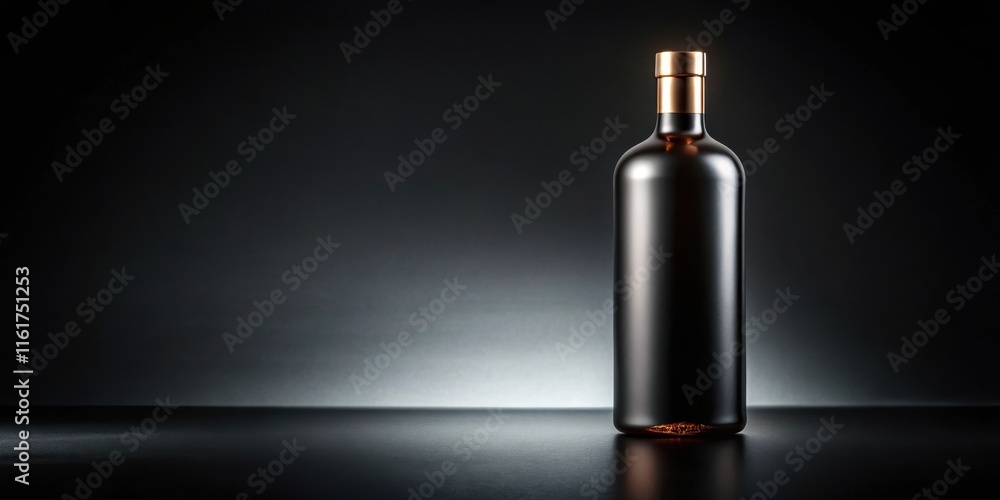 Dark Luxury Bottle on Black Background, modern style, sleek design Dark Luxury Bottle on Black Background, modern style, sleek design