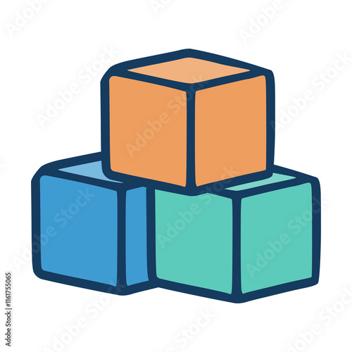 stack of cube flat color vector illustration template design