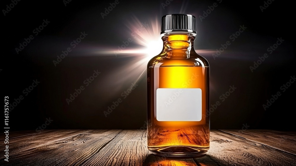 Naklejka premium Amber Glass Bottle Mockup Product Packaging Medicine Cosmetics Health